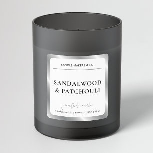 Elegant Faux Silver Foil Modern Candle Packaging Square Sticker