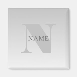 Elegant Faux Silver Grey Gradient Monogram Classic Magnet