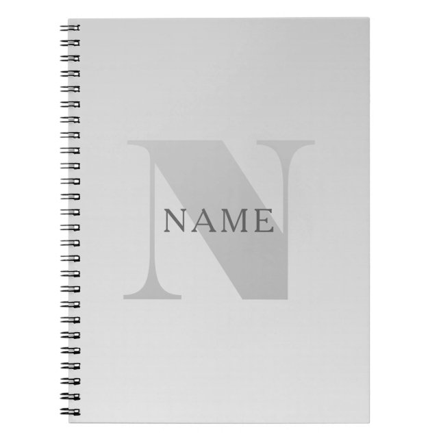 Elegant Faux Silver Grey Gradient Monogram Classic Notebook (Front)