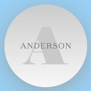 Elegant Faux Silver Grey Gradient Monogram Classic Round Sticker