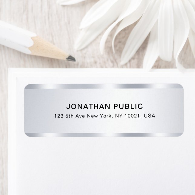 Elegant Faux Silver Template Modern Return Address (Insitu)