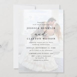 Elegant Faux Vellum Effect Overlay Photo Wedding I Invitation