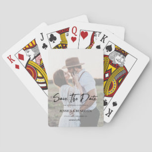 Elegant Faux Vellum Effect Photo Save The Date Playing Cards