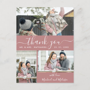 Elegant Faux Vellum Multi Photo Wedding Thank You Postcard