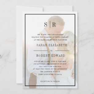Elegant Faux Vellum Overlay Photo Rehearsal Dinner Invitation