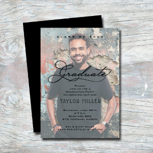 Elegant Faux Vellum Photo Graduation Invitation