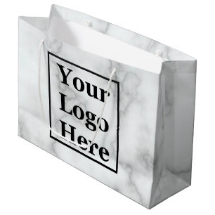 Elegant Faux White Marble Business Logo Template Large Gift Bag