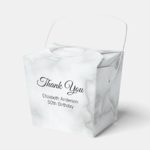 Elegant Faux White Marble Thank You Birthday Favour Box
