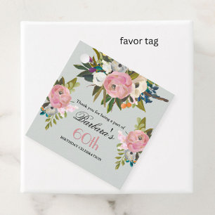 Elegant Favor Tag Floral 60th Birthday 