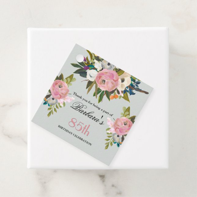 Elegant Favour Tag Floral 85th Birthday  (In Situ)