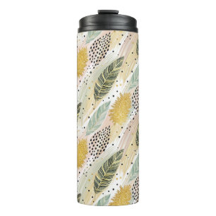 Elegant Feather & Abstract Brushstroke Seamless Thermal Tumbler