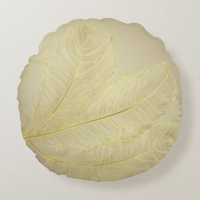 Elegant Feather Design For Luxurious Celebrations Round Cushion (Front)