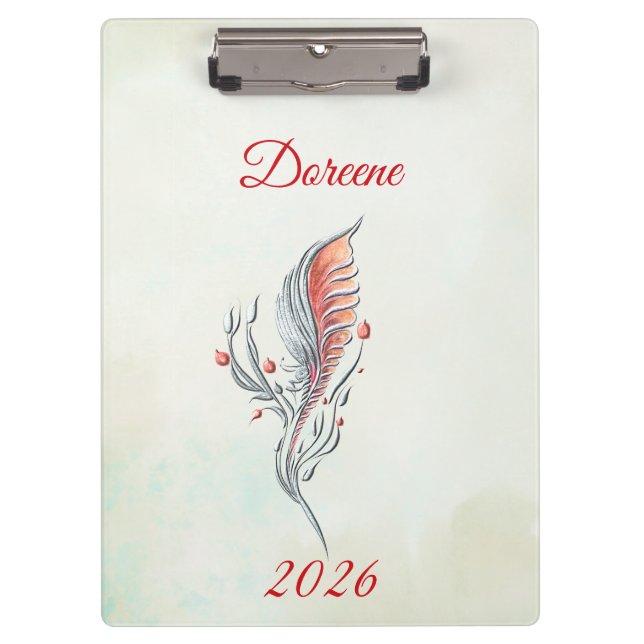 Elegant Feather Floral Watercolour  clipboard  (Front)