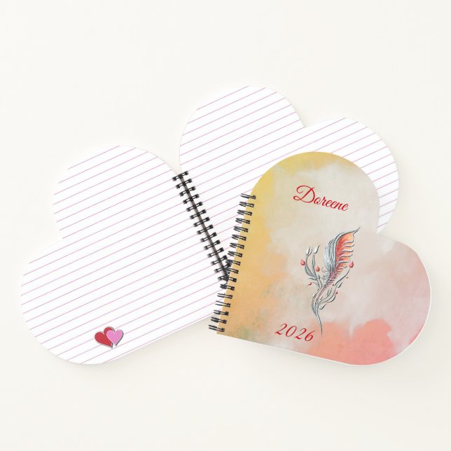 Elegant Feather Floral Watercolour  notebook  (Inside)