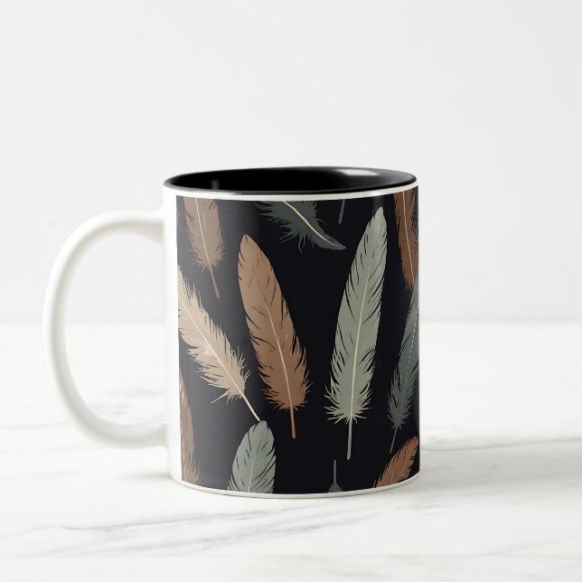 Elegant Feather Pattern Mug – Nature’s Grace (Left)