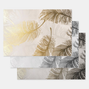 Elegant Feather Pattern Wrapping Paper Sheet