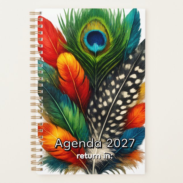 Elegant Feathers Pattern Personalized Planner Jour (Front)