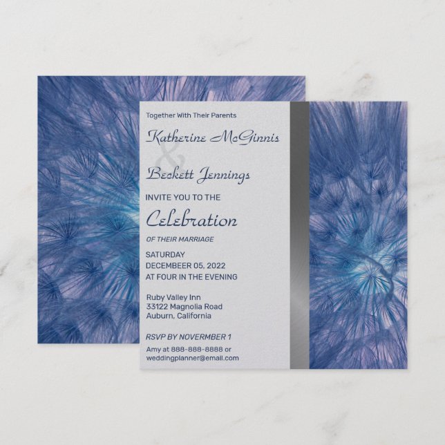 Elegant Feathers Wedding Invitation (Front/Back)