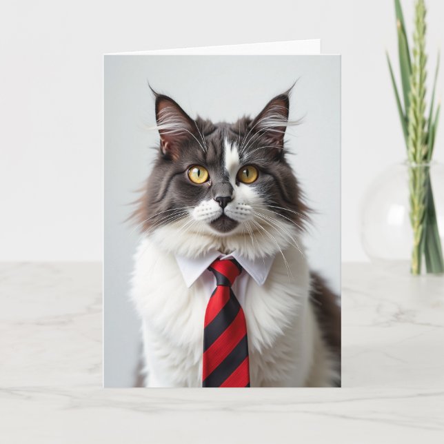 Elegant Feline Fathers Day Card (Front)