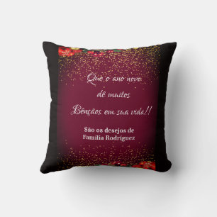 Elegant Feliz Natal e Próspero Ano Portuguese Cushion