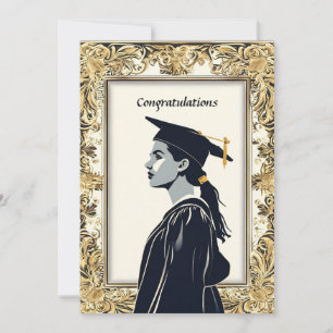 Elegant Female Graduate Posed Invitation
