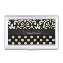 Elegant Feminine Black Damask & Polka Dots