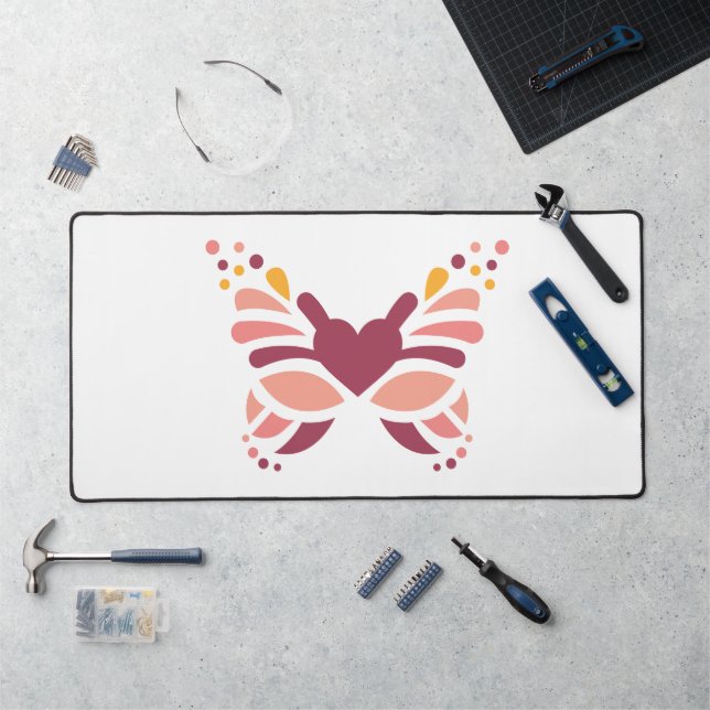 Elegant Feminine Boho Pastel Butterfly Desk Mat (Workstation)