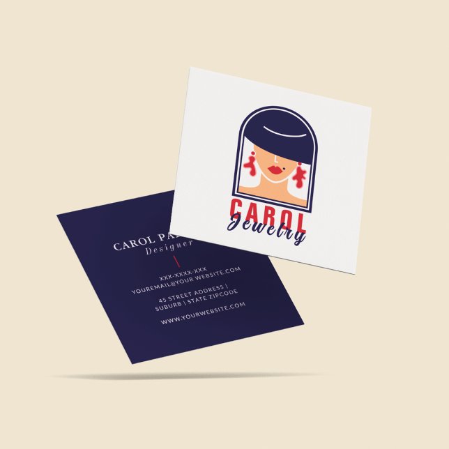 Elegant Feminine Designer Boutique Professional Square Business Card (Creator Uploaded)