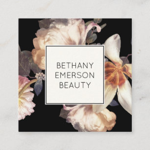 Elegant Feminine Floral Beauty Industry Square Business Card