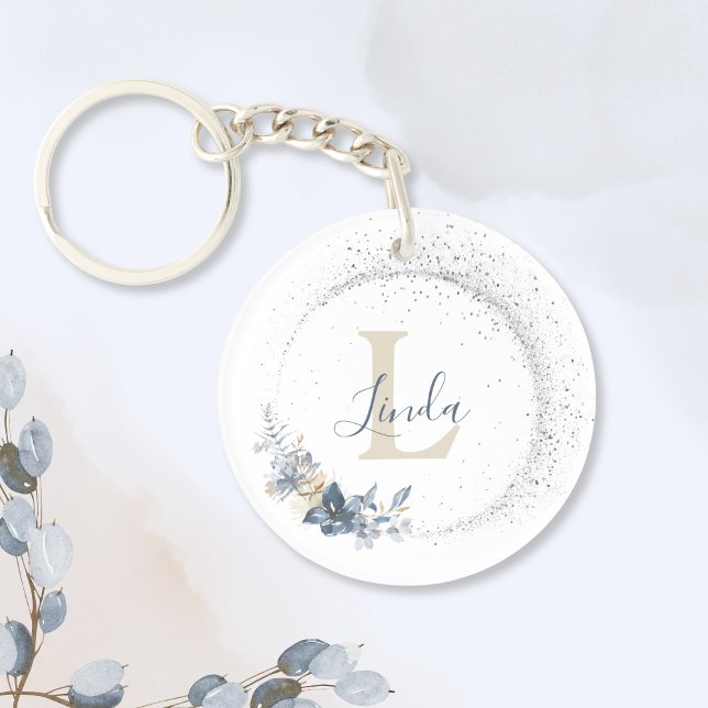 Elegant Feminine Floral Bouquet Monogram Key Ring (Creator Uploaded)