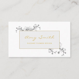 Elegant, Feminine, Floral White Orchid Dream Business Card