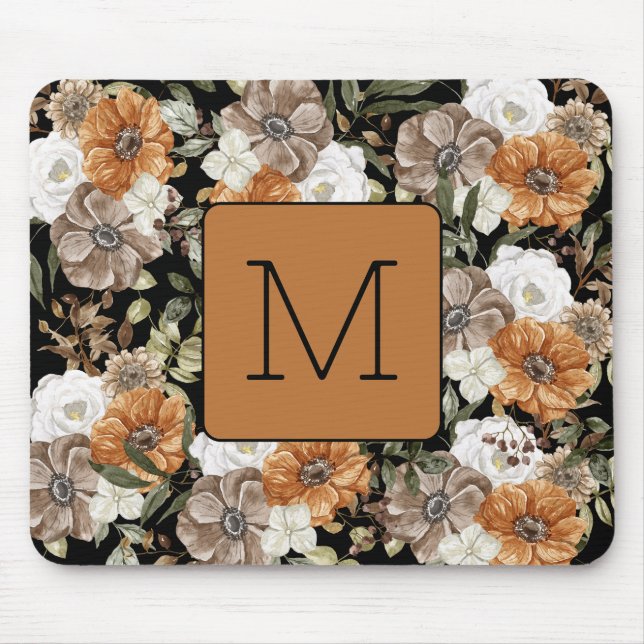 Elegant feminine look Black and brown initial Mouse Pad (Front)