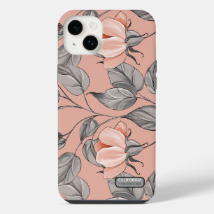 Elegant Feminine Pretty pink and grey flower iPhone 14 Plus Case