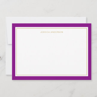 Elegant Feminine Purple Gold Border Personalised Card