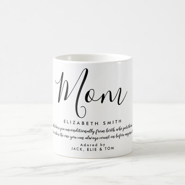 Elegant Feminine Script Mum Quote  Coffee Mug (Center)
