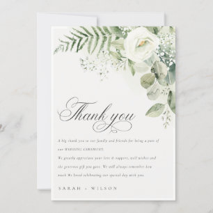 Elegant Fern Eucalyptus Greenery Foliage Wedding Thank You Card