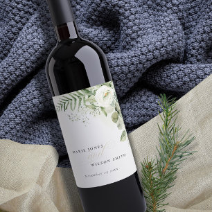 Elegant Fern Eucalyptus Greenery Foliage Wedding Wine Label