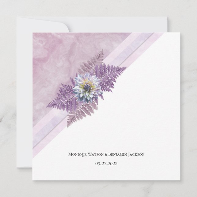 Elegant Fern Floral Marble Wedding Invitation (Front)