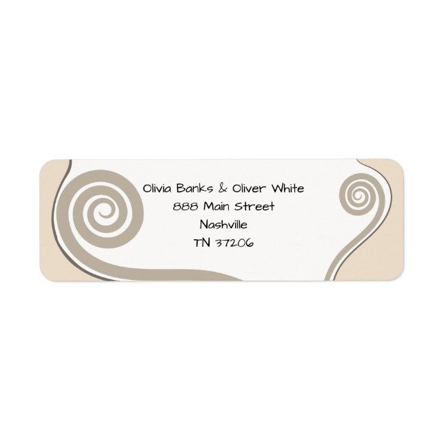 Elegant Fern Leaf Curl Swirl Wedding Address (Front)