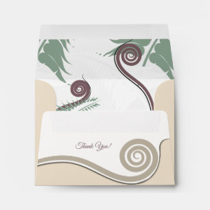 Elegant Fern Leaf Koru Swirl Curl RSVP Envelope