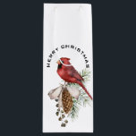 Elegant Festive Beautiful Christmas Cardinal Wine Gift Bag<br><div class="desc">Sophisticated design of just a simple red Cardinal on a pine cone with Merry Christmas on one side and Happy New Year on the other.
Traditional and beautiful!</div>