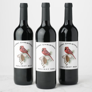Elegant Festive Beautiful Christmas Cardinal  Wine Label
