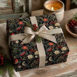 Elegant Festive Birds & Floral Christmas Decoupage Tissue Paper