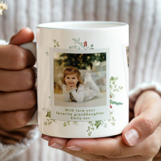 Elegant Festive Botanical Christmas Photo Album Coffee Mug