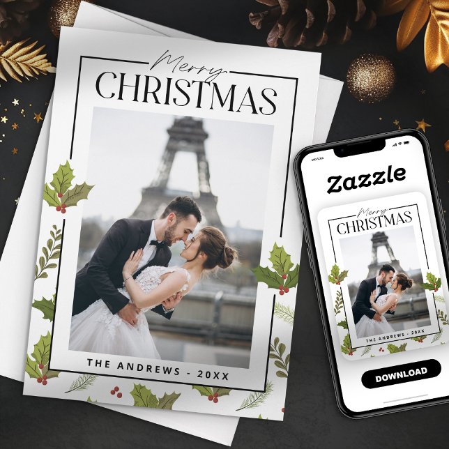 Elegant & Festive Christmas Couple Photo Holiday Card (Creator Uploaded)