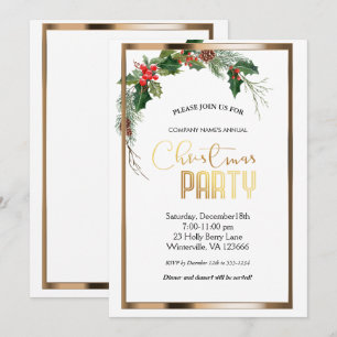 Elegant festive Christmas gold Invitation
