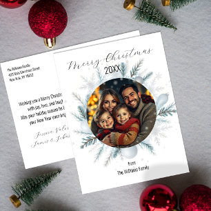 Elegant Festive Christmas Photo Wreath Holiday Postcard