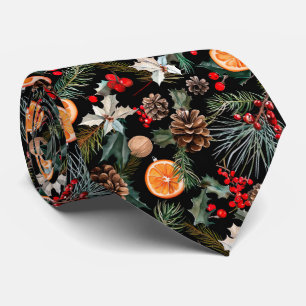 Elegant Festive Christmas Poinsettia Pattern Tie