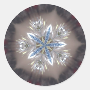 Elegant Festive Christmas Star Shiny Blue White Classic Round Sticker