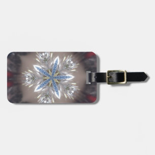 Elegant Festive Christmas Star Shiny Blue White Luggage Tag